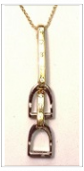 18ct yellow & white double stirrup with diamond set strap