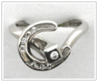 Horseshoe & Nail ring, Square diamonds as hole decoration & single nail in the head