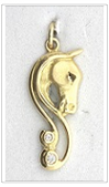 Small stylised horse pendant diamond set in 18ct yellow gold